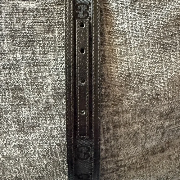 Gucci Black Monogram Canvas & Leather Belt - Picture 3 of 4